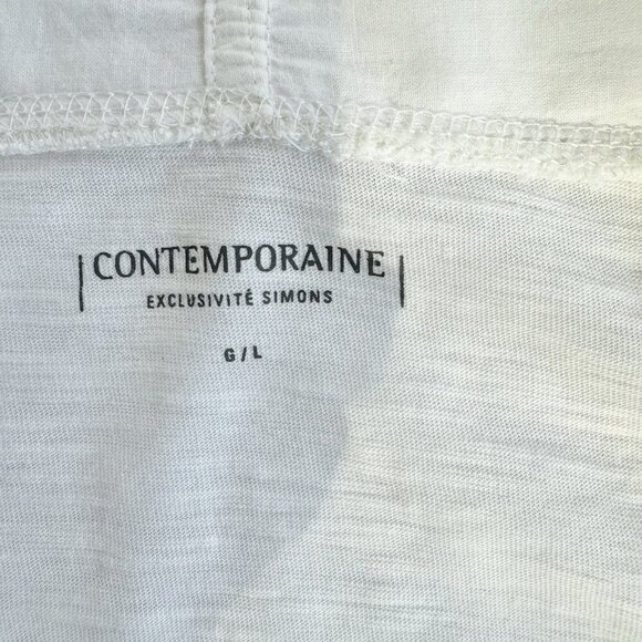 White Cotton Cardigan long sleeves size large - Picture 11 of 11